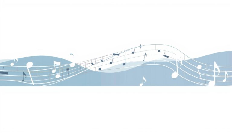 La bannière décrit une vague de notes musicales libres et toutes différentes pour représenter ce que l'on vit en suivant la chaîne VoixetMieux-Être